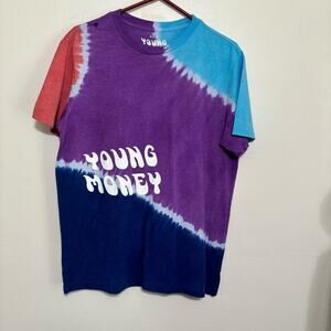 American Eagle X Young Money Purple Blue Red Tie Dye Graphic Tee Size M